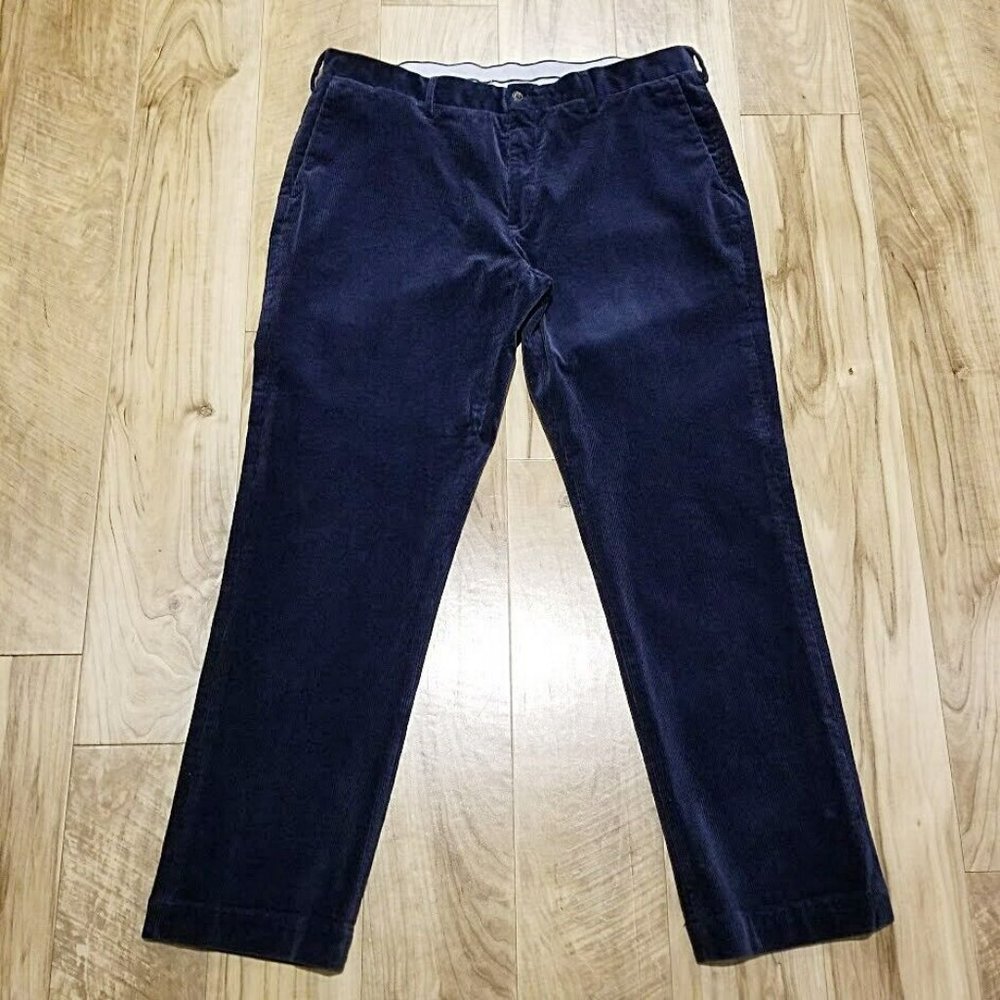 Polo Ralph Lauren Men Blue Corduroy Pants 38x32 Classic Fit Preppy Dark Academia